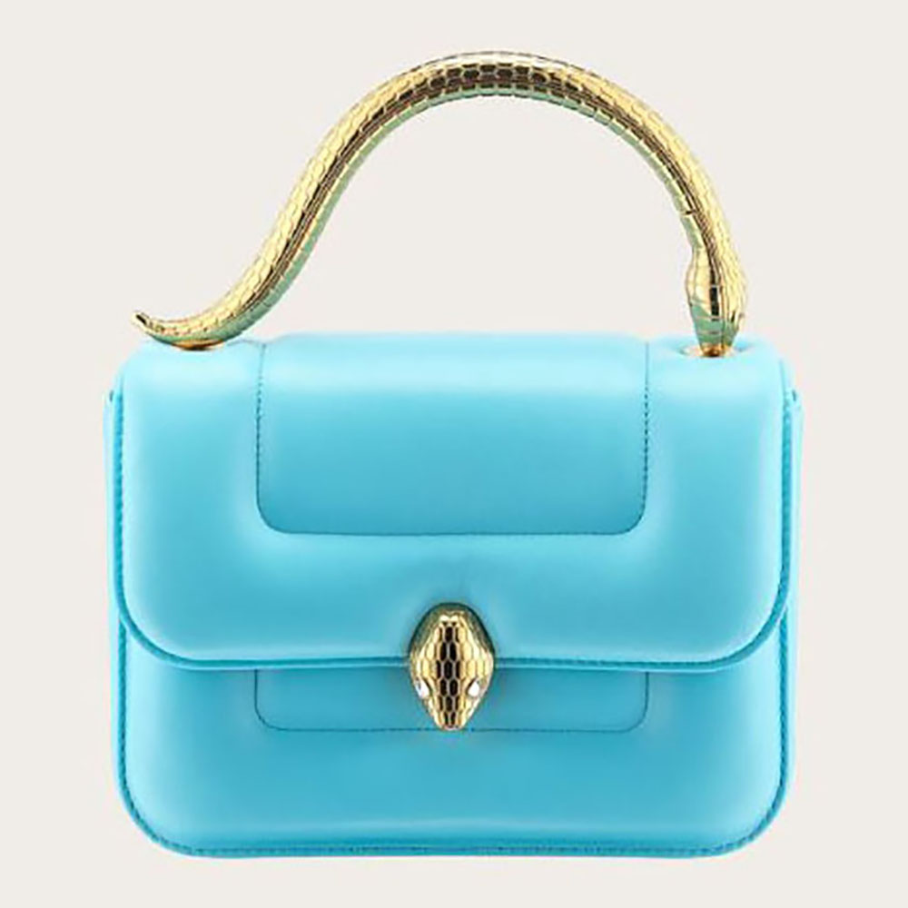 Front view of Bvlgari Women Mary Katrantzou X Bvlgari Top Handle-Blue handbag