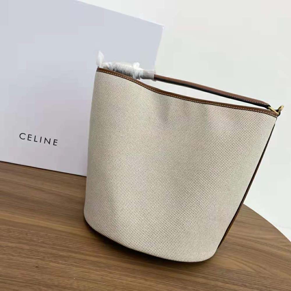 Celine Women Bucket 16 Bag in Textile and Calfskin - image 4