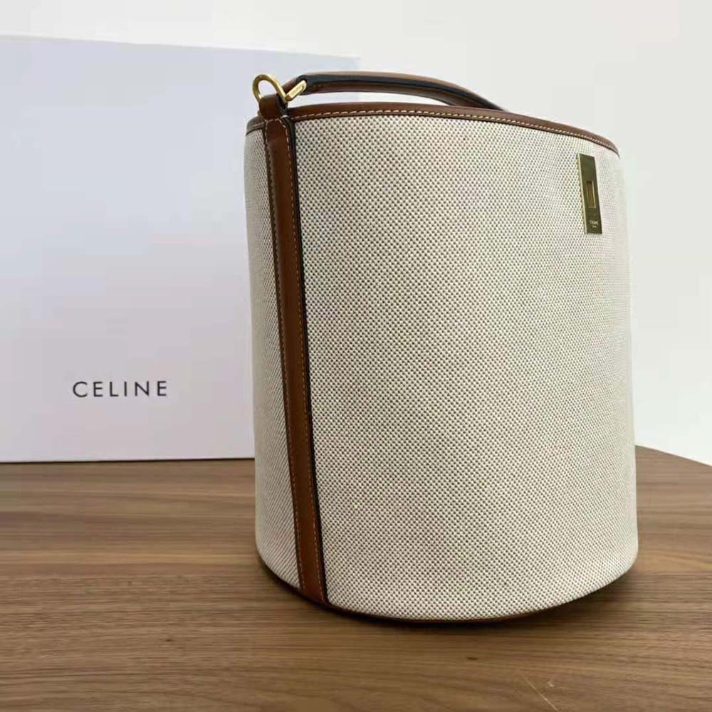 Celine Women Bucket 16 Bag in Textile and Calfskin - image 5