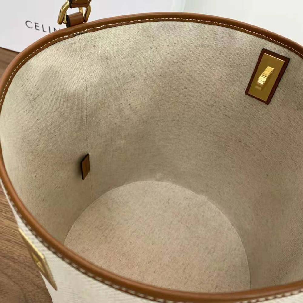 Celine Women Bucket 16 Bag in Textile and Calfskin - image 8