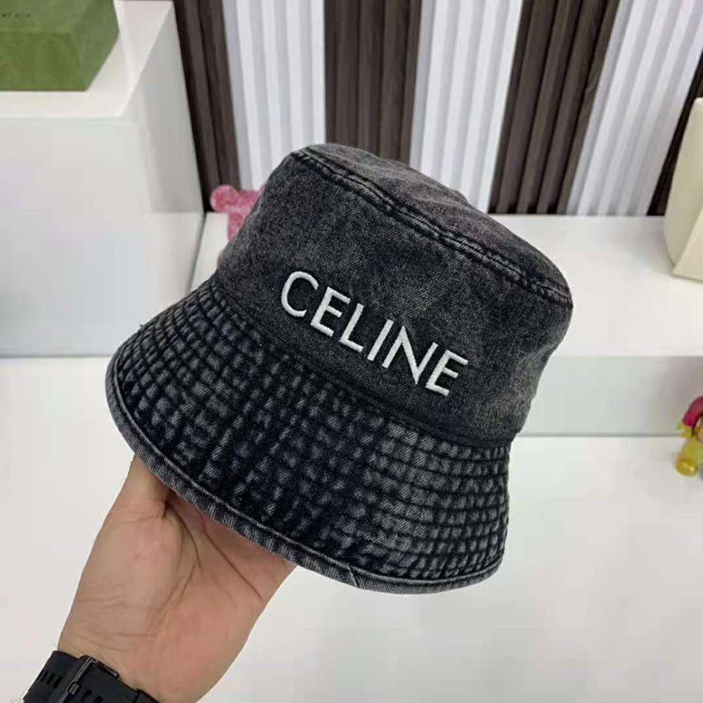 Celine Women Bucket Hat in Denim-Black - image 4