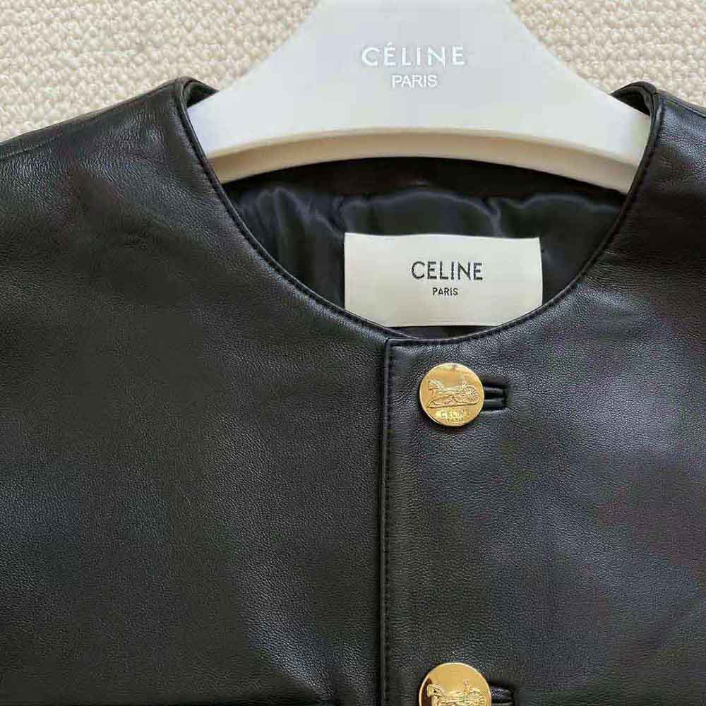 Celine Women Chasseur Jacket in Lambskin Leather-Black - image 6
