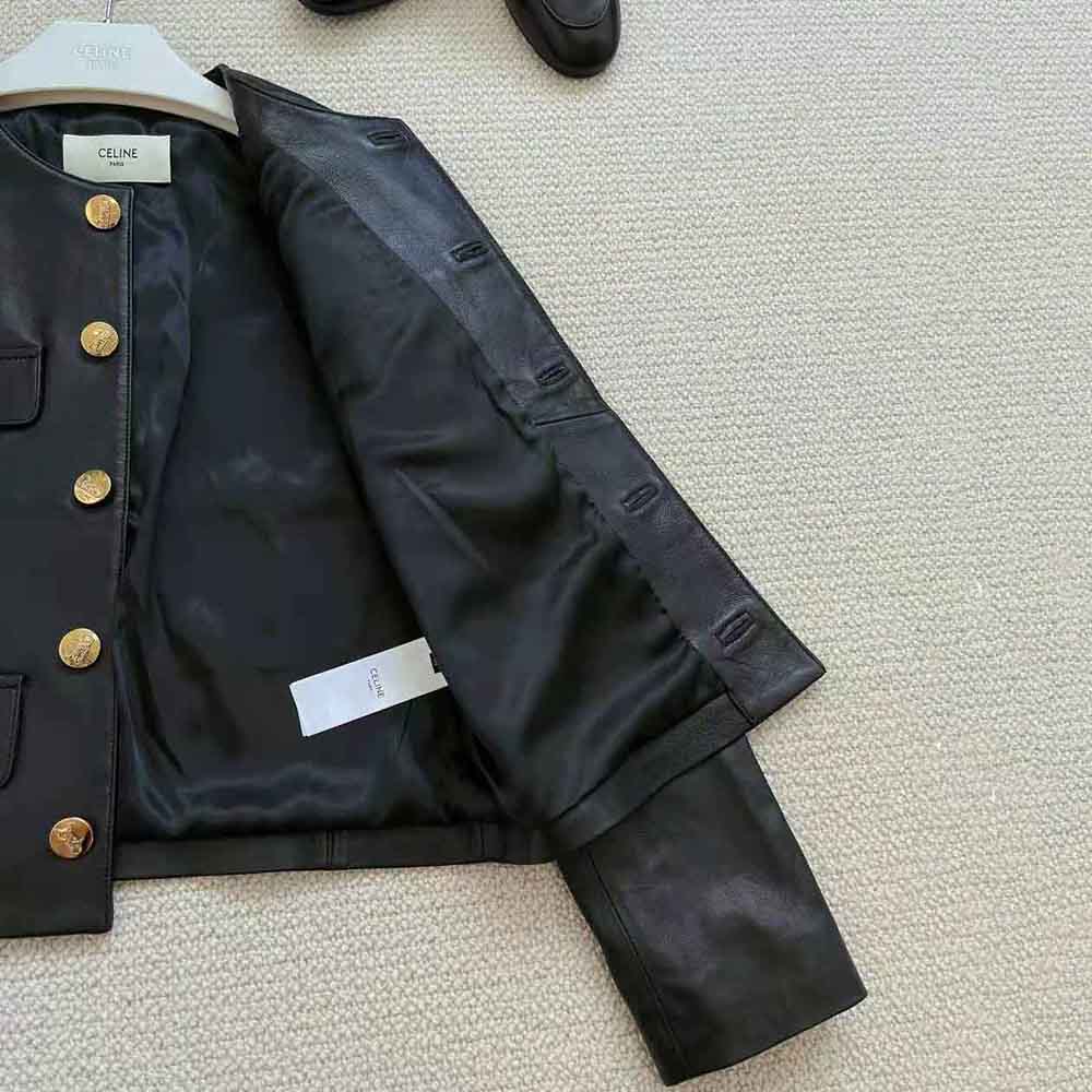 Celine Women Chasseur Jacket in Lambskin Leather-Black - image 5