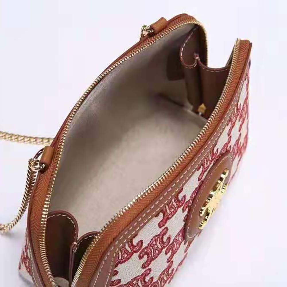 Celine Women Clutch on Chain in Textile with Triomphe Embroidery - image 6