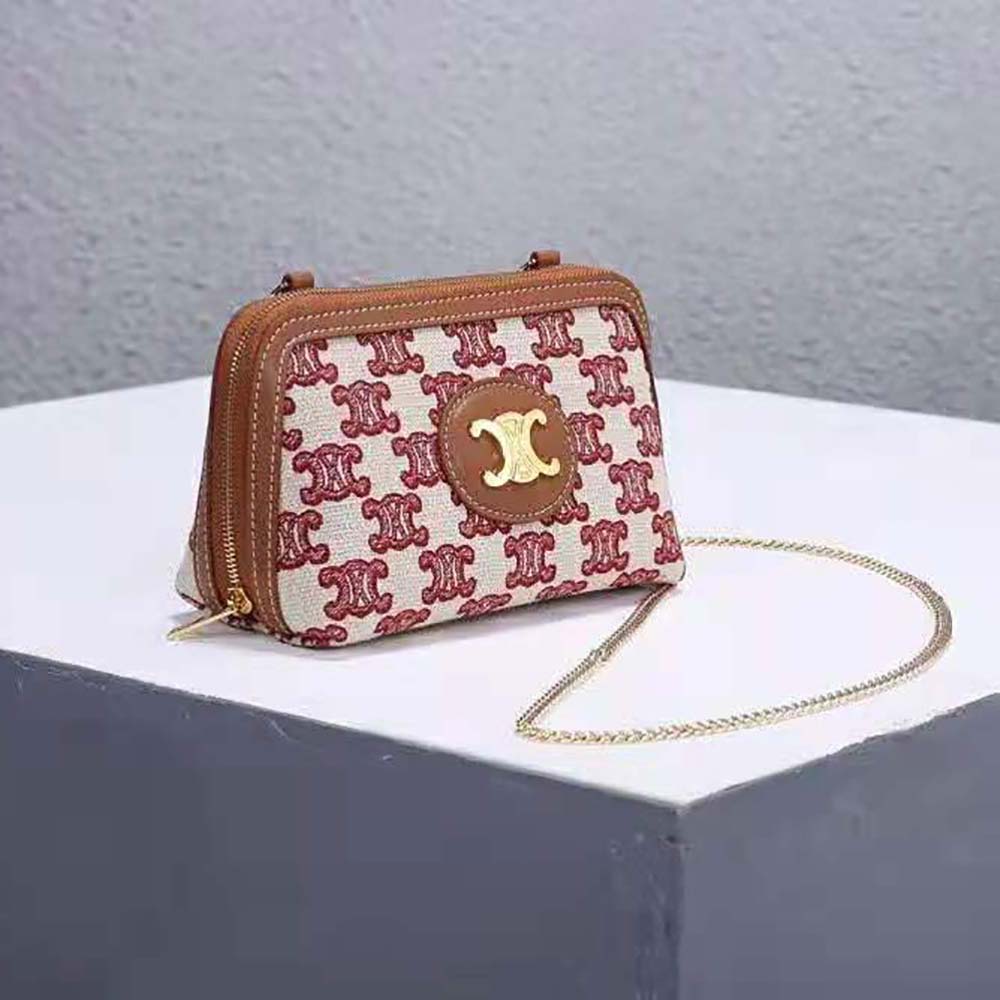 Side angle showing compact silhouette of Celine Women Clutch on Chain