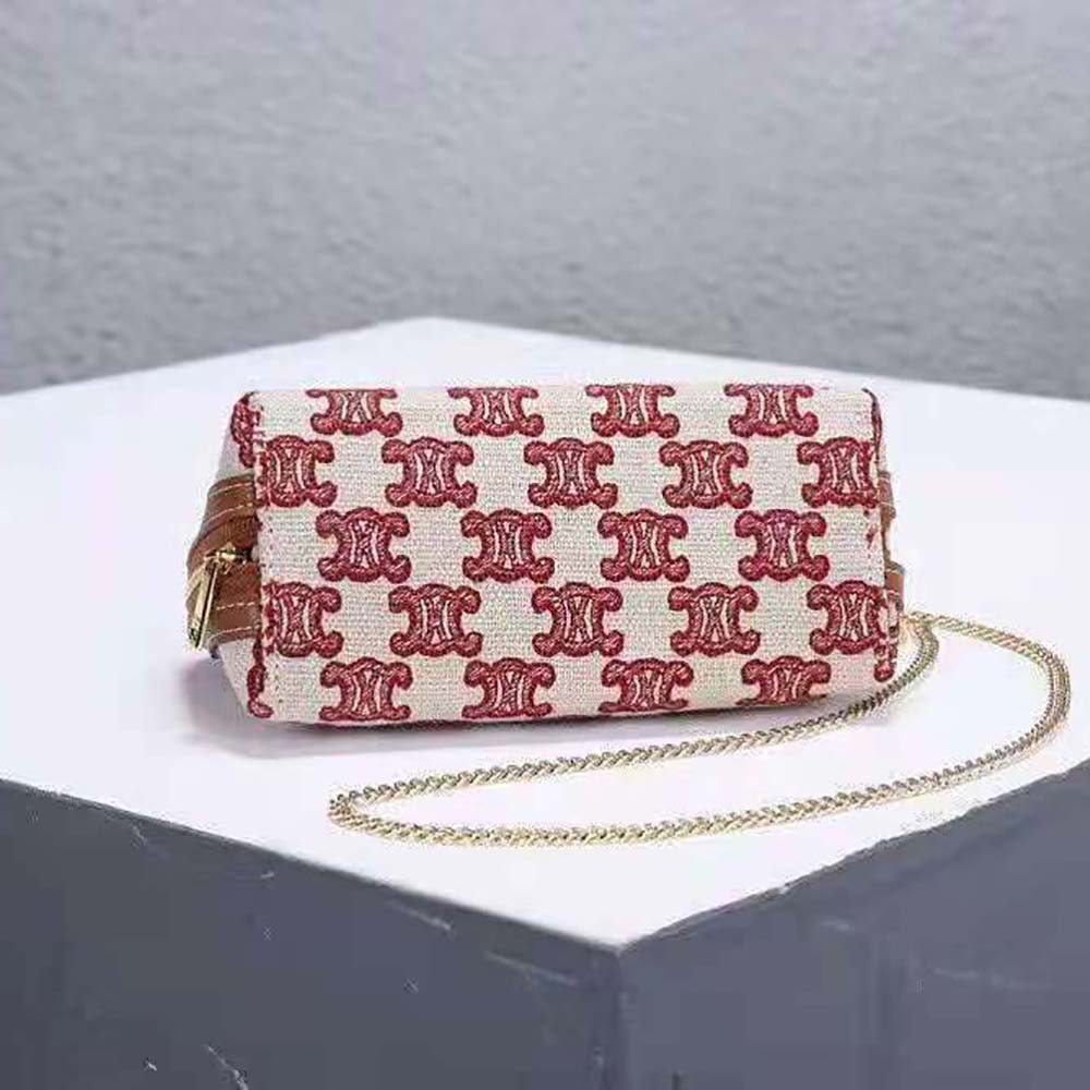 Celine Women Clutch on Chain in Textile with Triomphe Embroidery - image 5
