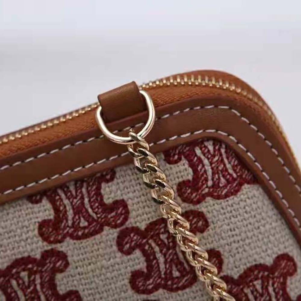 Celine Women Clutch on Chain in Textile with Triomphe Embroidery - image 9