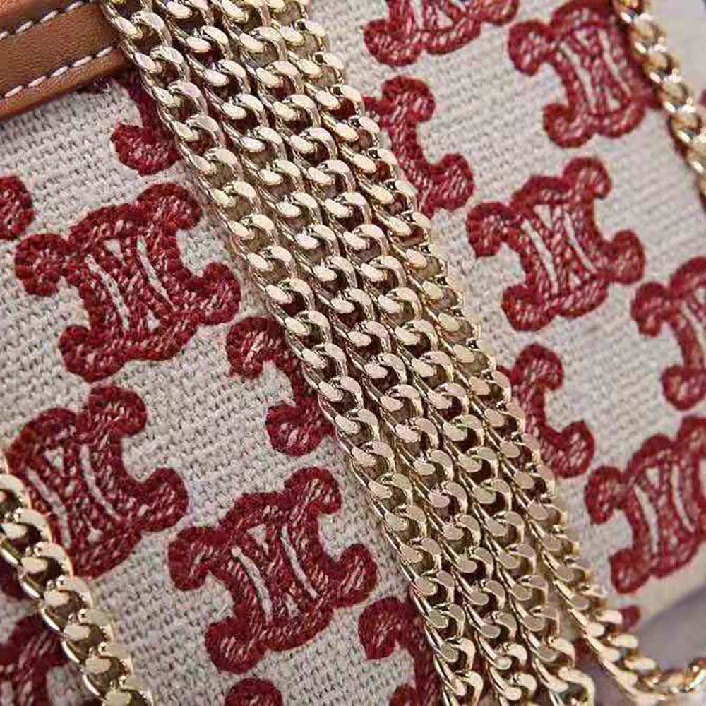 Celine Women Clutch on Chain in Textile with Triomphe Embroidery - image 8
