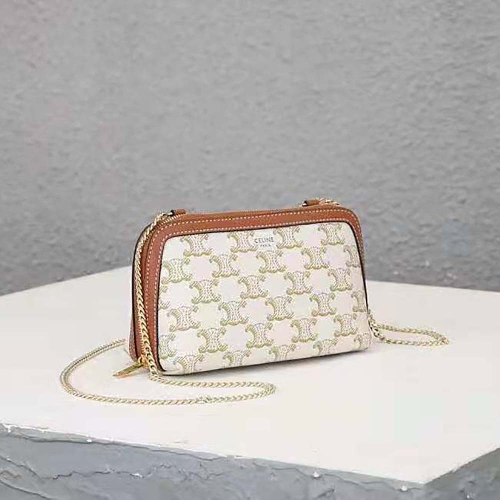 Celine Women Clutch with Chain in Triomphe Canvas and Lambskin - image 4