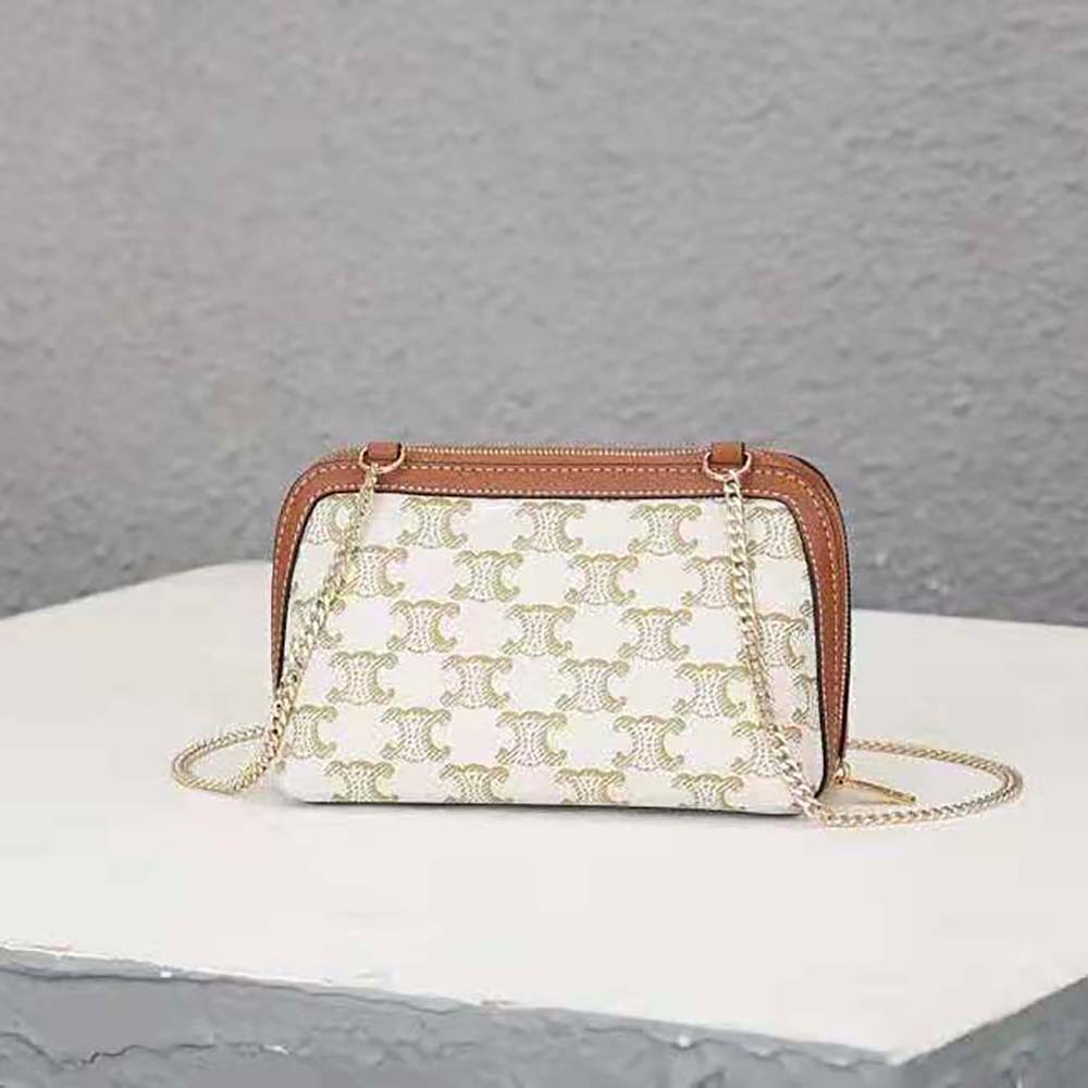Side angle showing compact silhouette of Celine Women Clutch with Chain