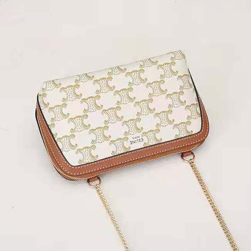 Celine Women Clutch with Chain in Triomphe Canvas and Lambskin - image 5