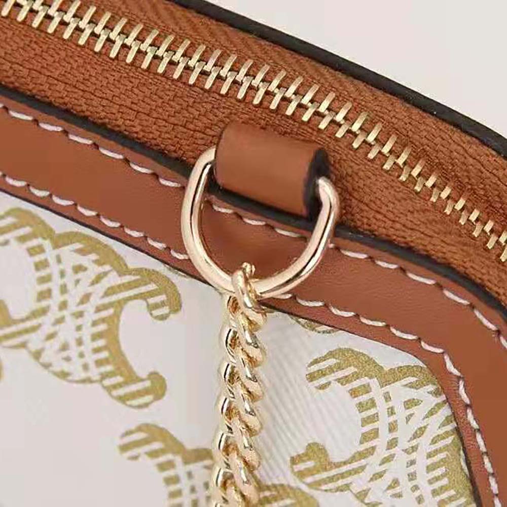 Celine Women Clutch with Chain in Triomphe Canvas and Lambskin - image 9