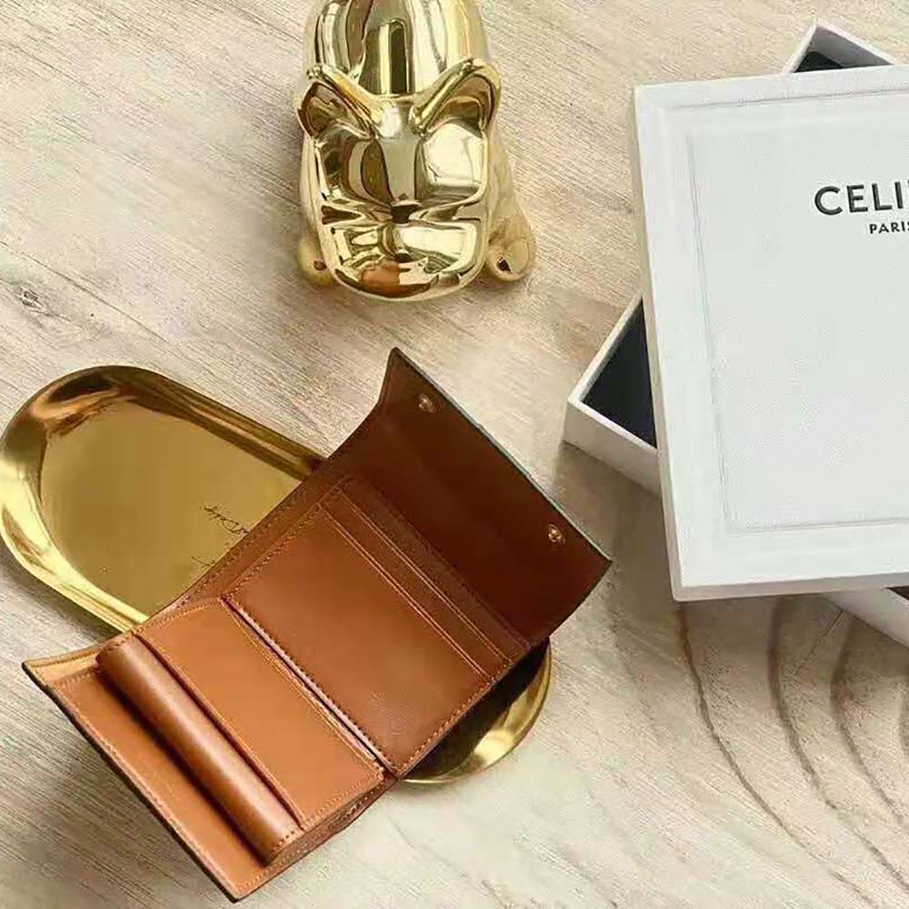 Celine Women Folded Compact Wallet in Triomphe Canvas and Lambskin - image 4