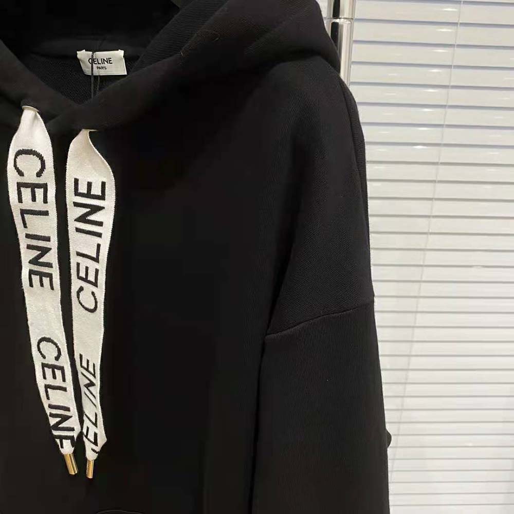 Celine Women Loose Celine Sweatshirt in Cotton Fleece-Black - image 7