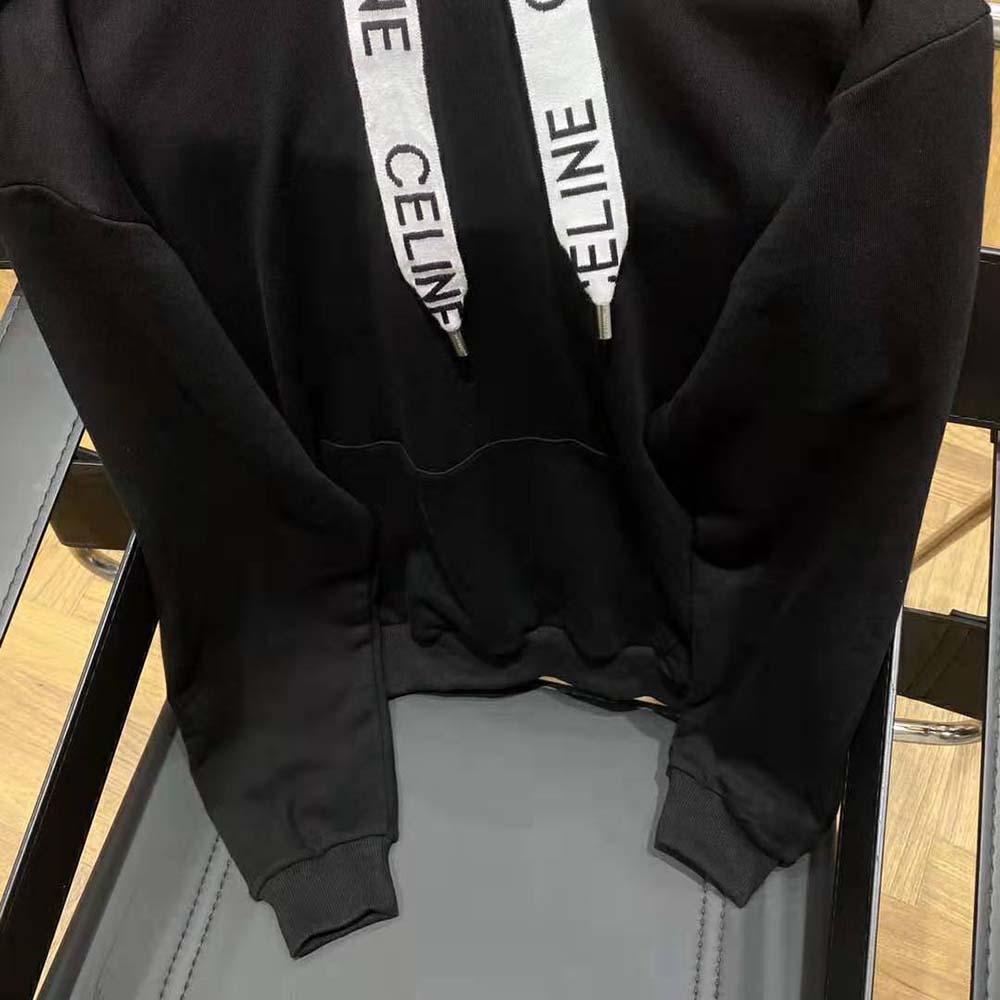 Celine Women Loose Celine Sweatshirt in Cotton Fleece-Black - image 8