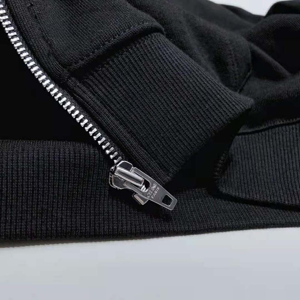 Celine Women Loose Sweatshirt in Cotton Fleece-Black - image 8