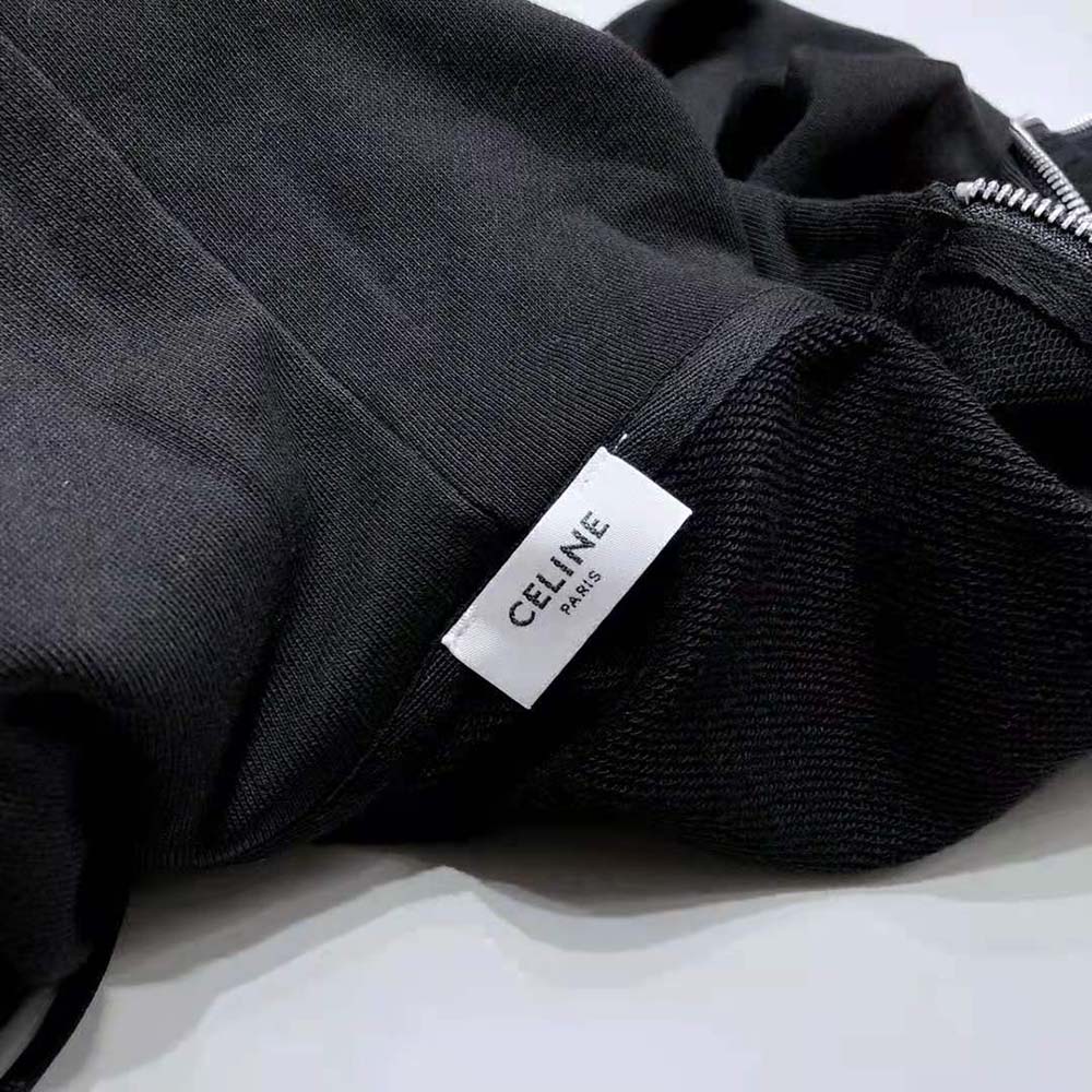 Celine Women Loose Sweatshirt in Cotton Fleece-Black - image 7