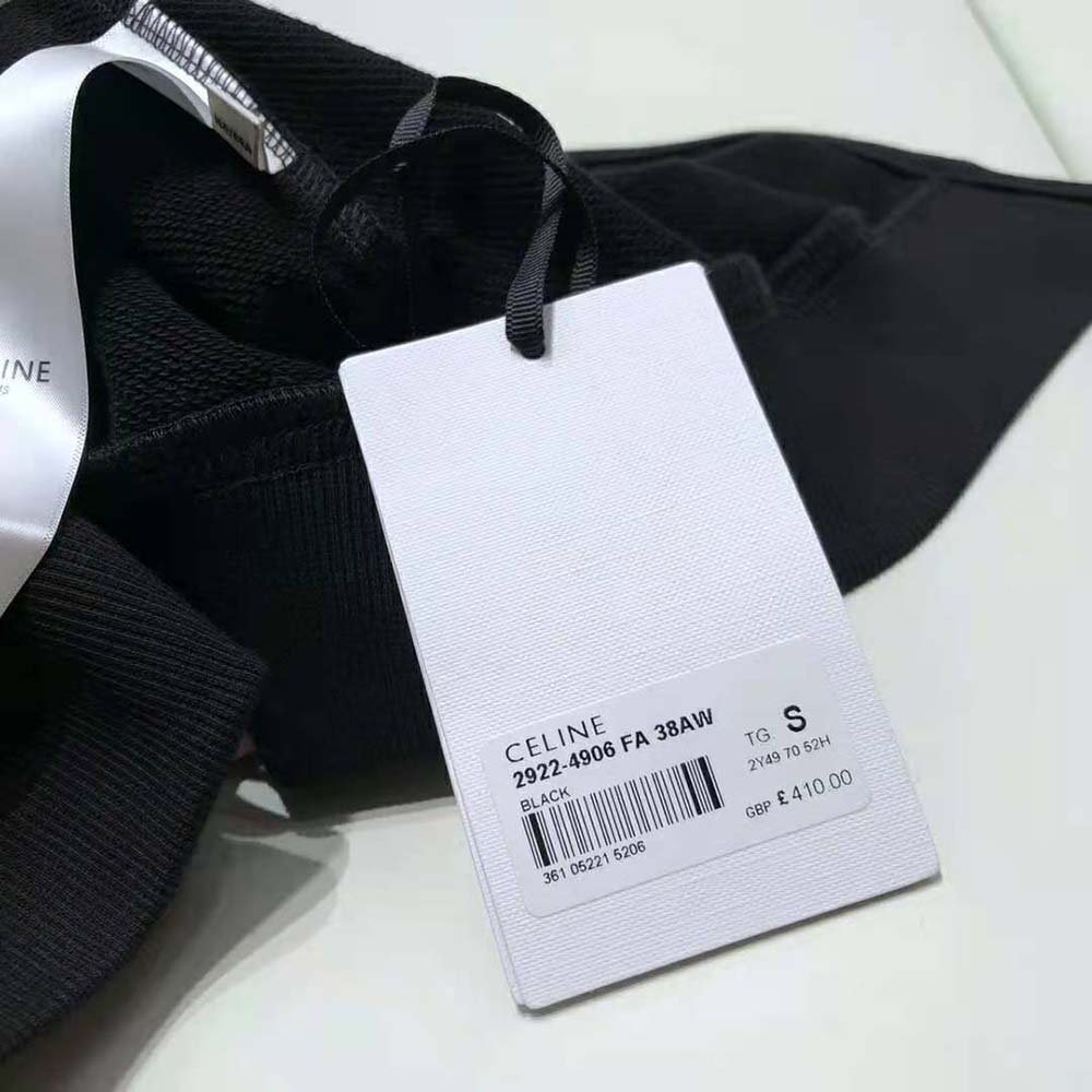 Celine Women Loose Sweatshirt in Cotton Fleece-Black - image 6
