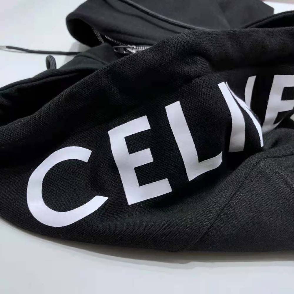 Celine Women Loose Sweatshirt in Cotton Fleece-Black - image 9