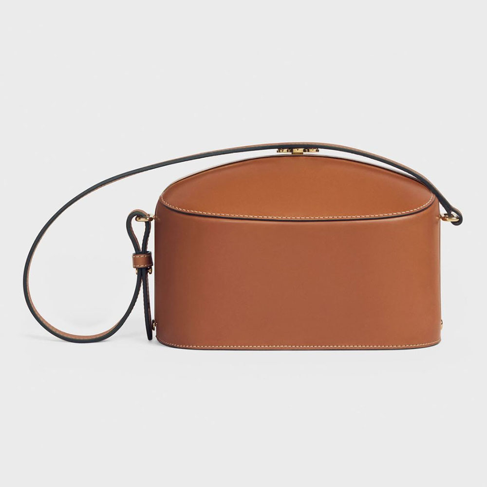 Front view of Celine Women Lunch Box in Natural Calfskin brown leather