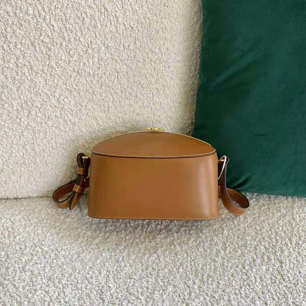Close-up of gold-tone hardware on Celine Women Lunch Box in Natural Calfskin