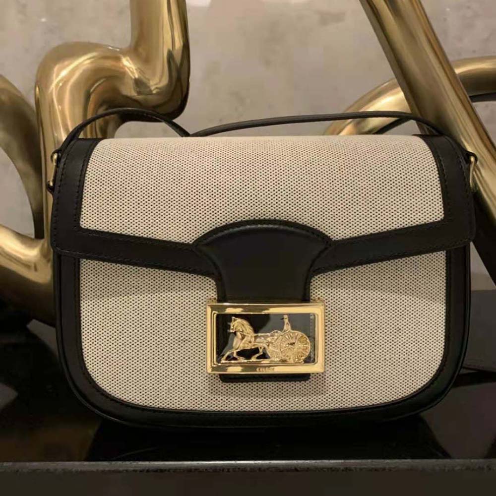 Side profile showing adjustable strap of Celine Women Medium Sulky Bag