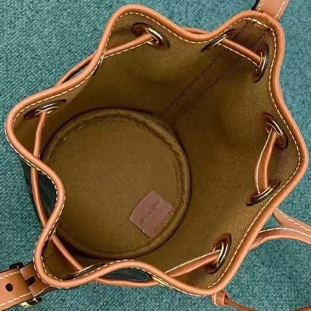 Celine Women Micro Drawstring in Triomphe Canvas and Calfskin-Brown - image 6