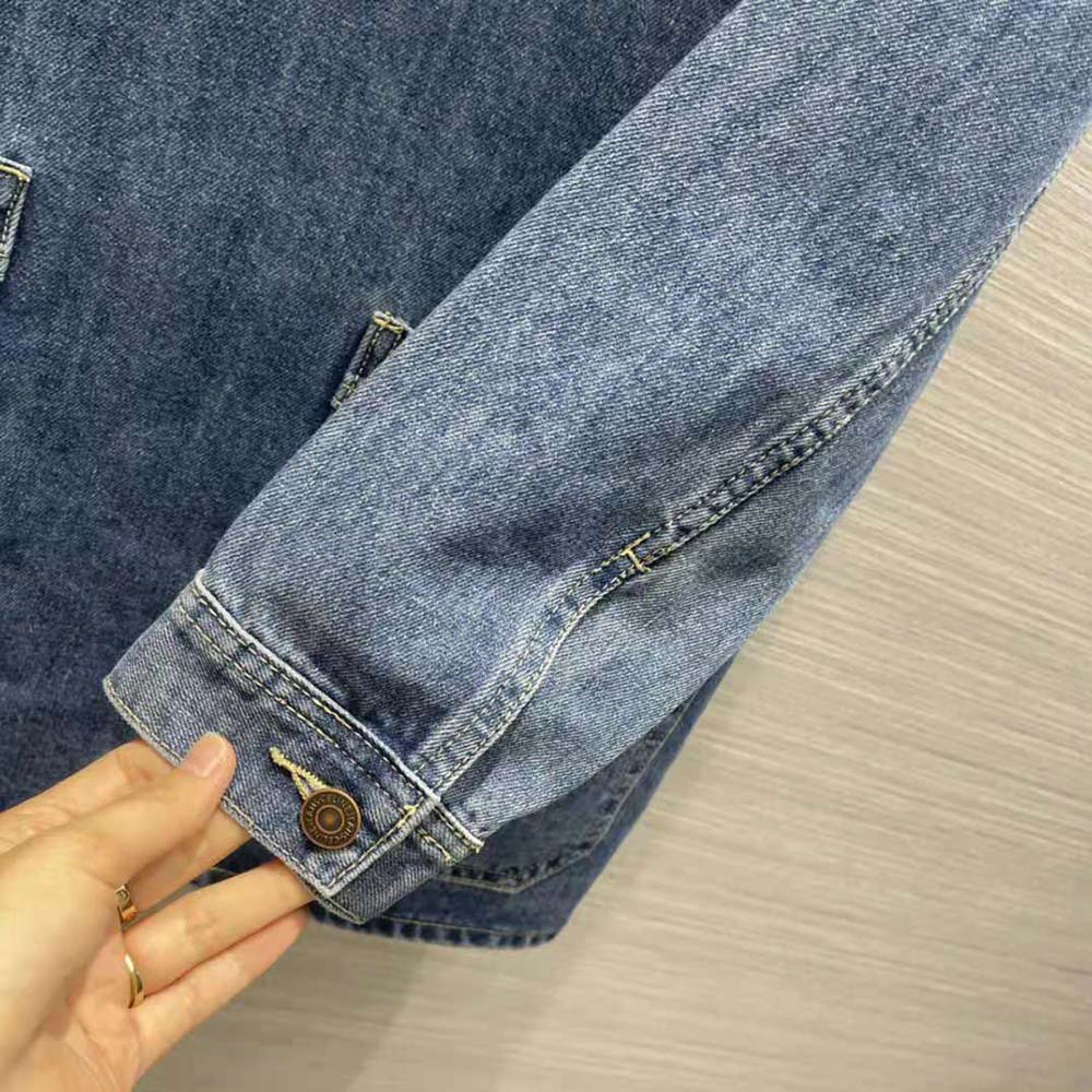 Celine Women Open-Collar Sweater in Pacific Sky Wash Denim-Navy - image 9