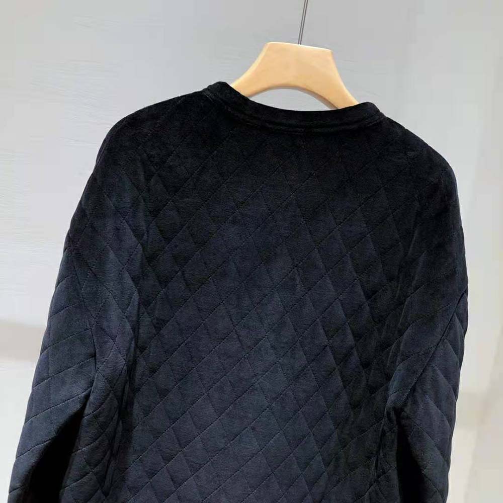 Celine Women Quilted Cardigan in Velvet Jersey-Black - image 5