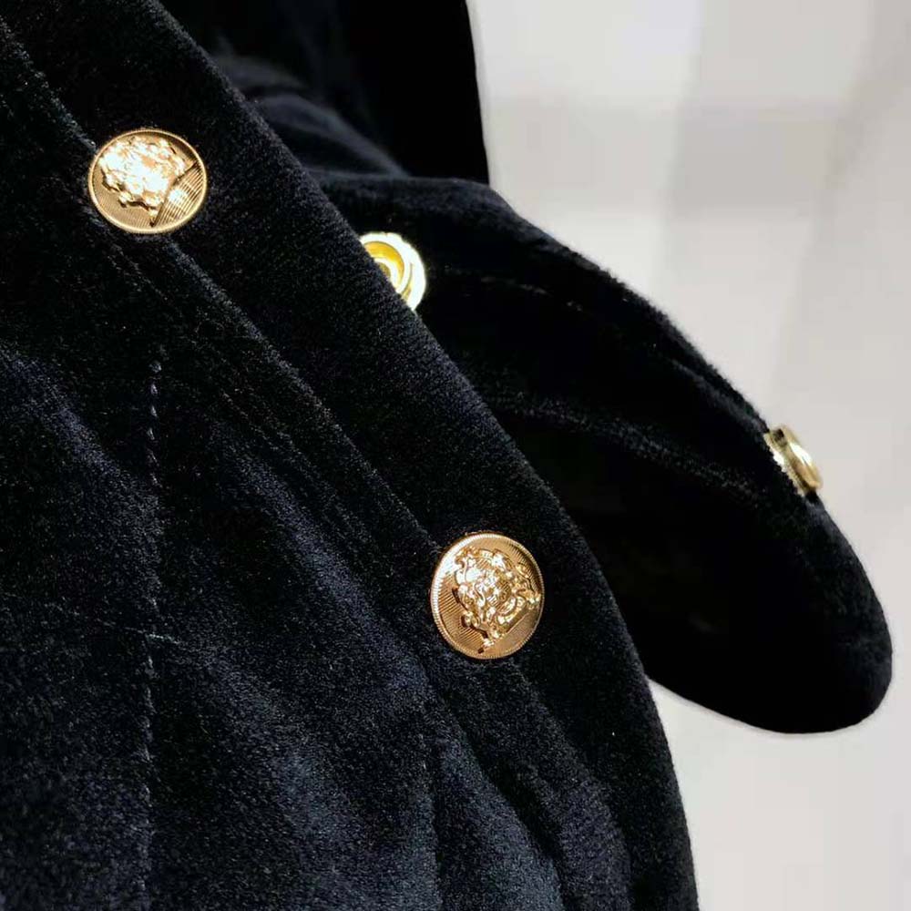 Celine Women Quilted Cardigan in Velvet Jersey-Black - image 9