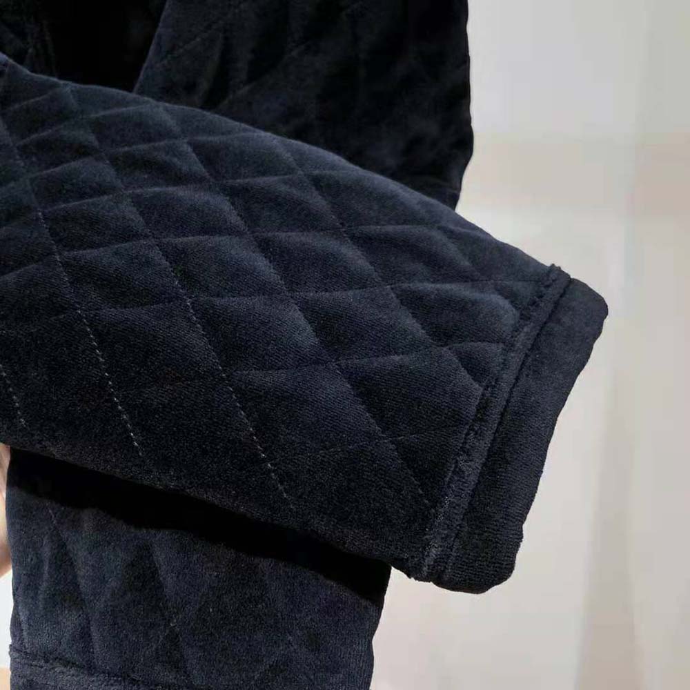 Celine Women Quilted Cardigan in Velvet Jersey-Black - image 8