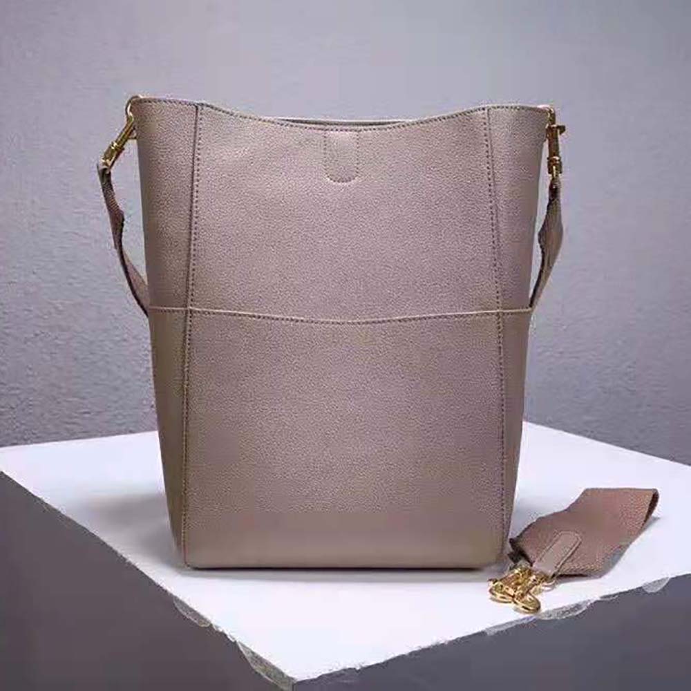 Celine Women Sangle Bucket Bag in Soft Grained Calfskin-Gray - image 4