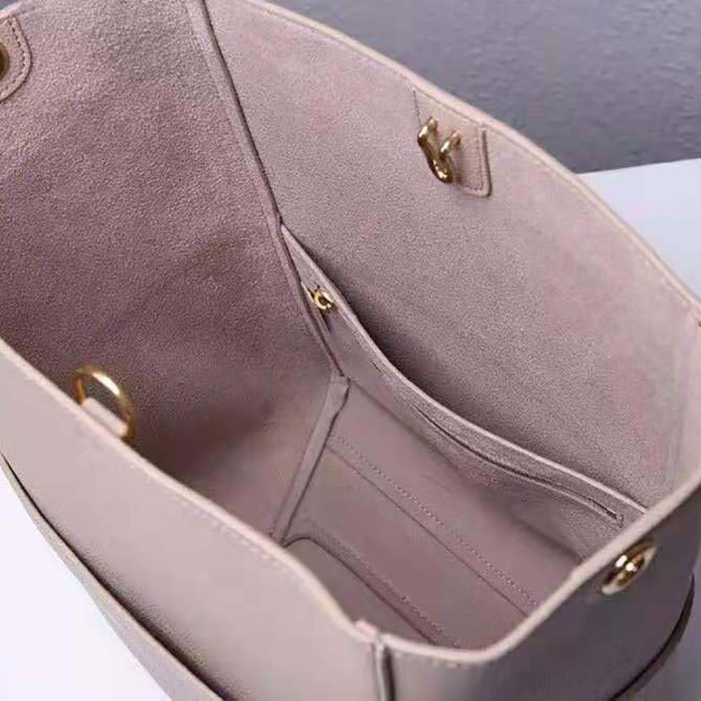 Celine Women Sangle Bucket Bag in Soft Grained Calfskin-Gray - image 6
