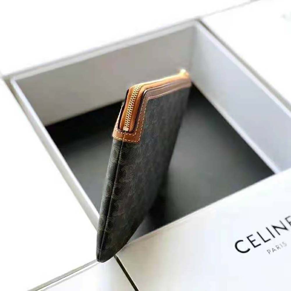 Celine Women Small Pouch in Triomphe Canvas and Lambskin - image 4