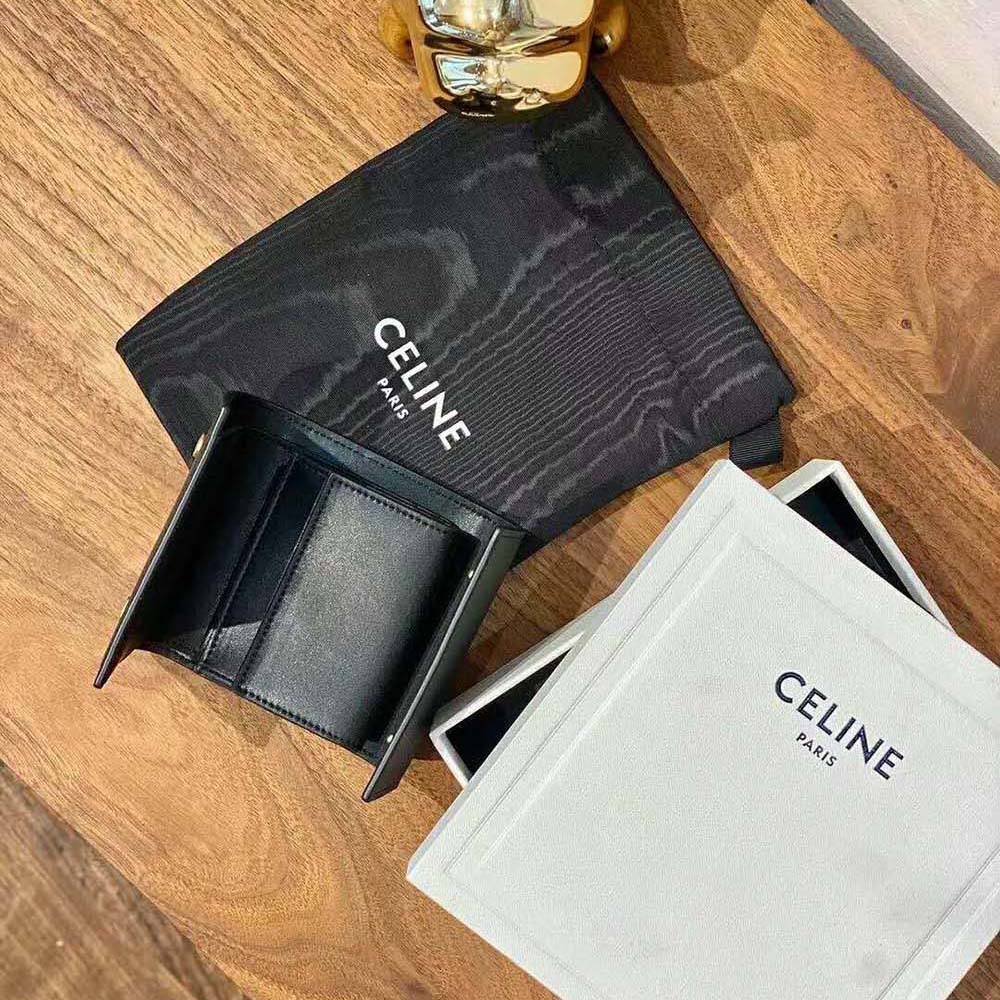Celine Women Small Trifold Wallet in Grained Calfskin-Black - image 4