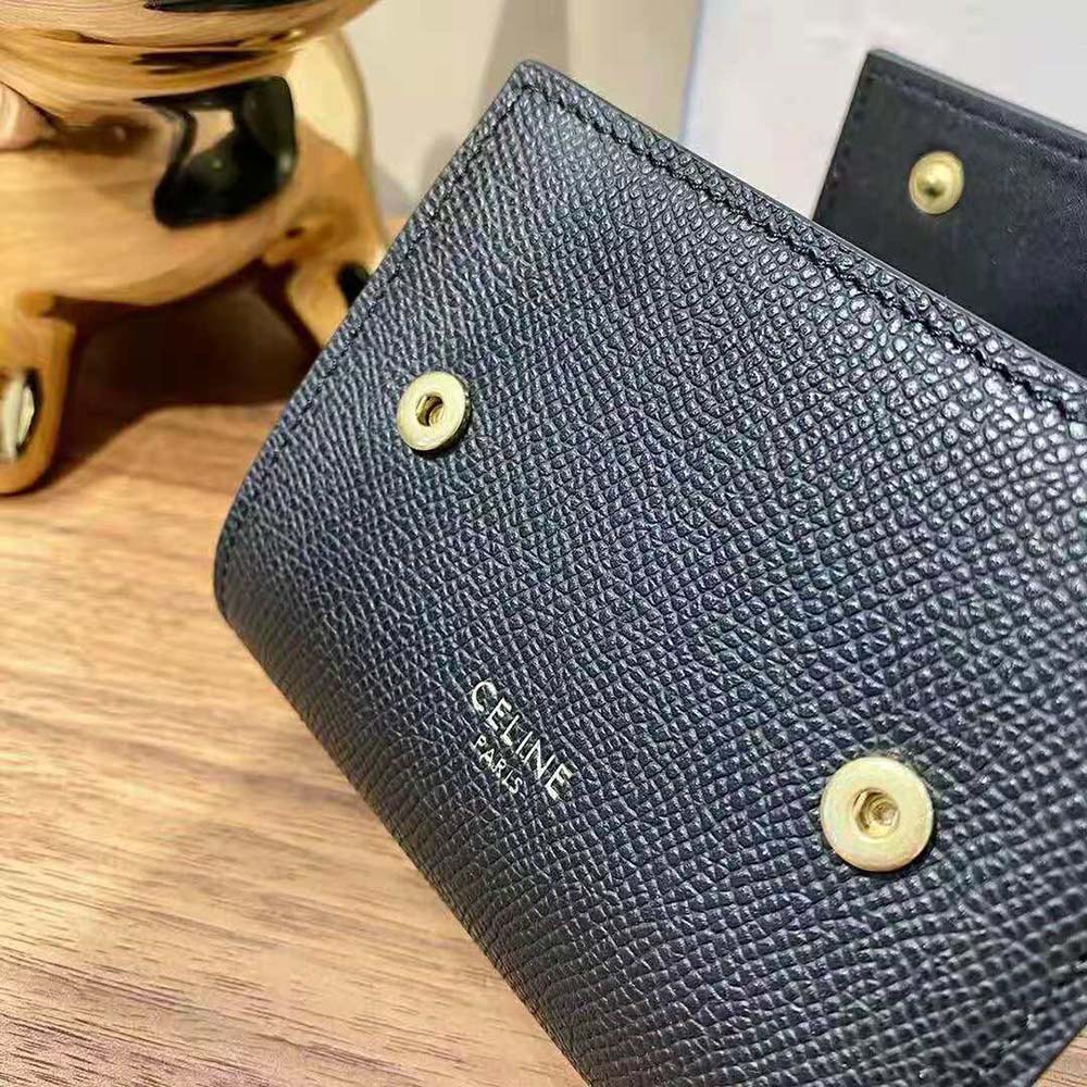 Celine Women Small Trifold Wallet in Grained Calfskin-Black - image 8