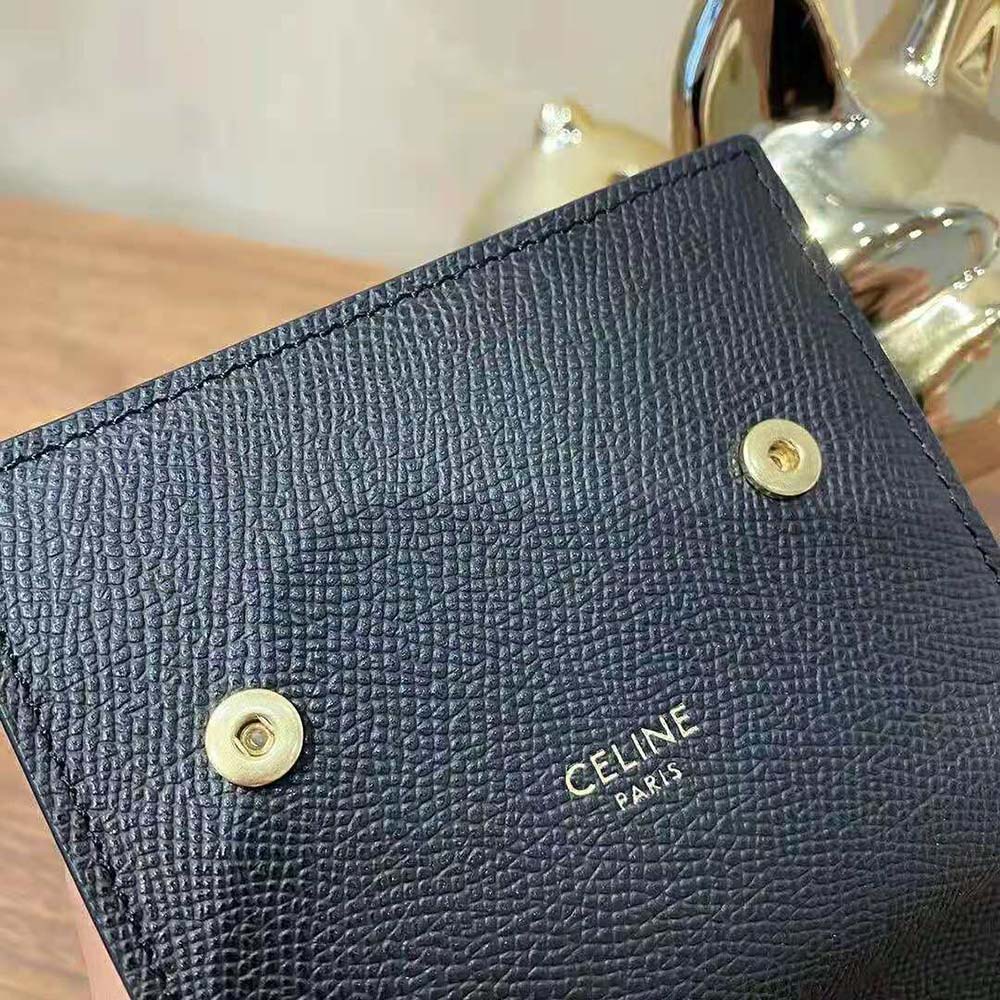 Celine Women Small Trifold Wallet in Grained Calfskin-Black - image 7