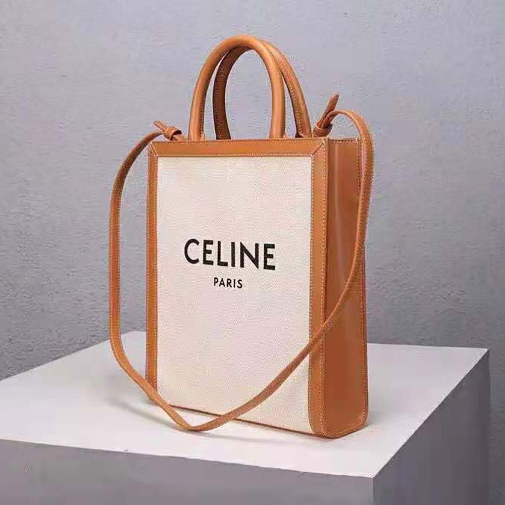 Celine Women Small Vertical Cabas Celine in Canvas with Celine Print and Calfskin - image 4