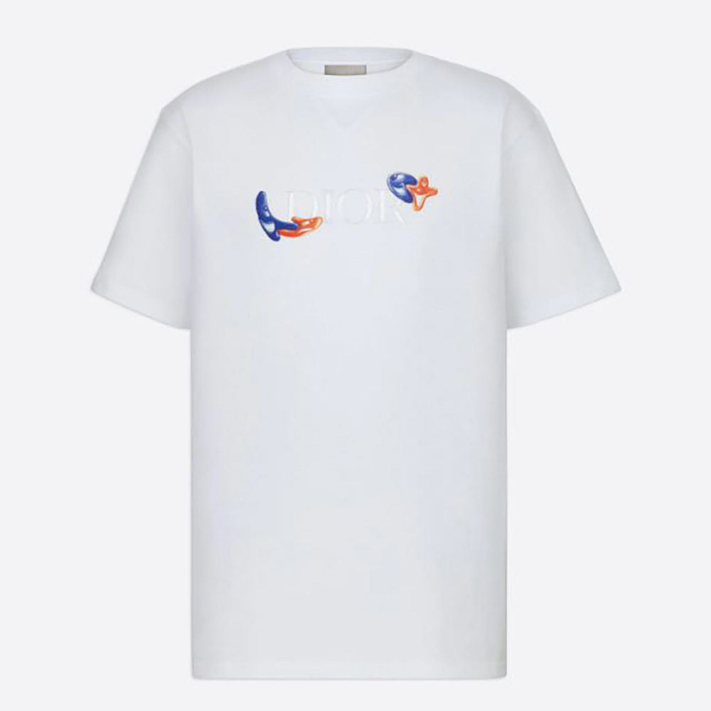 Front view of Dior Women Oversized Dior and Kenny Scharf T-shirt in white cotton jersey