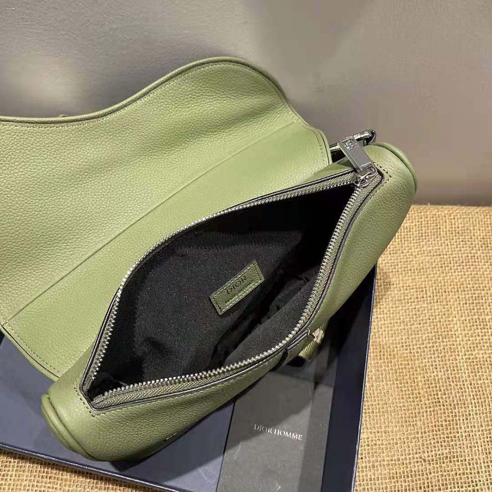 Dior Men Saddle Bag Khaki Grained Calfskin - image 5