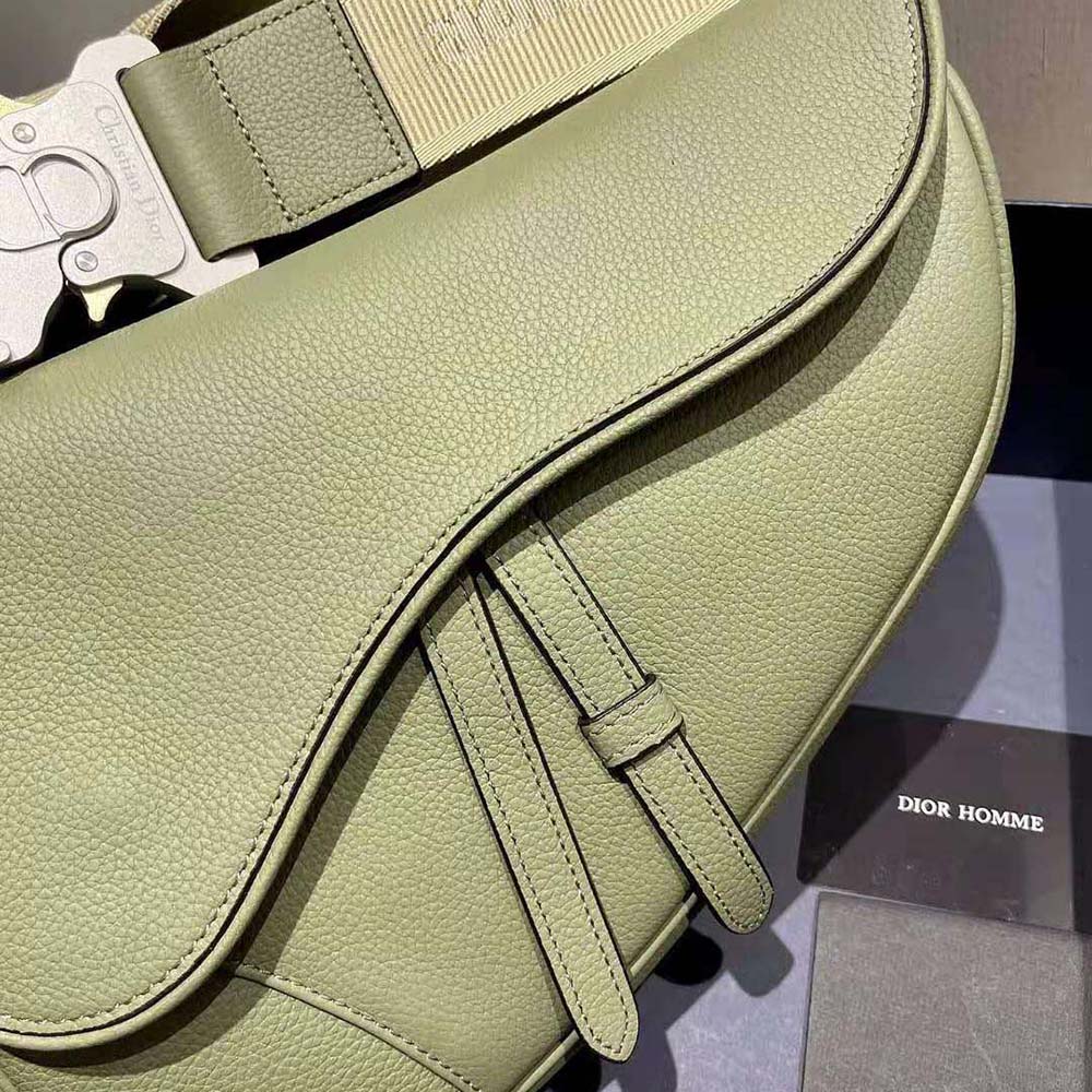 Dior Men Saddle Bag Khaki Grained Calfskin - image 6