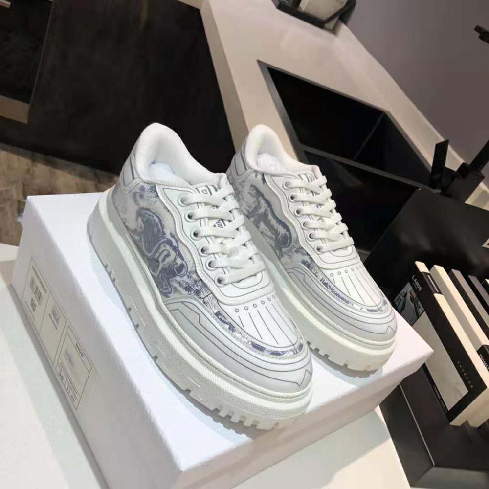 Dior Women Addict Sneaker French Blue Toile de Jouy Technical Fabric - image 4