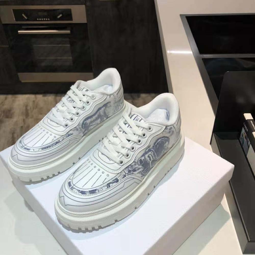 Dior Women Addict Sneaker French Blue Toile de Jouy Technical Fabric - image 5
