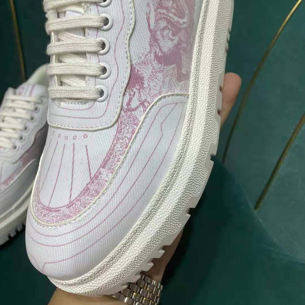 Dior Women Addict Sneaker Raspberry Toile de Jouy Technical Fabric - image 7
