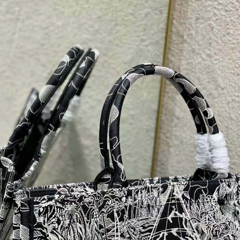 Dior Women Book Tote Black and White Dior Around the World Embroidery - image 7