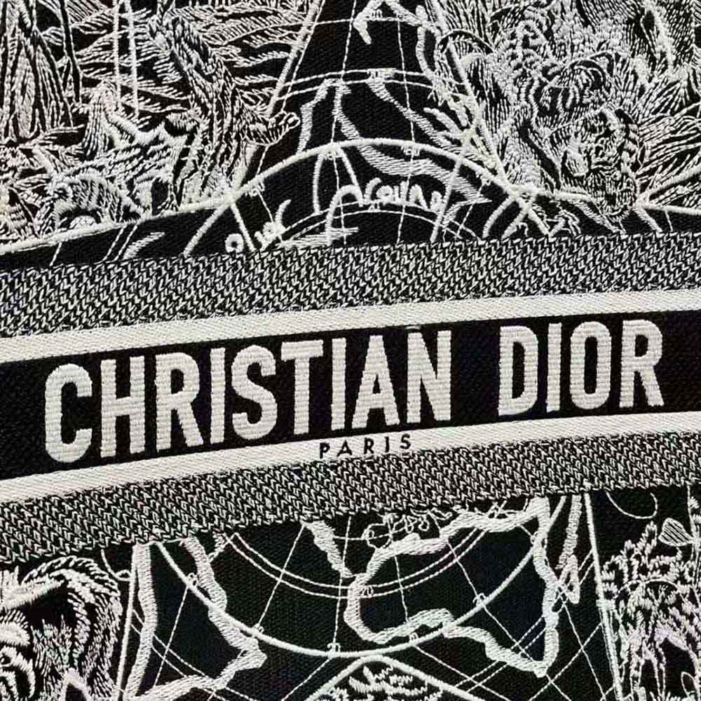 Dior Women Book Tote Black and White Dior Around the World Embroidery - image 9