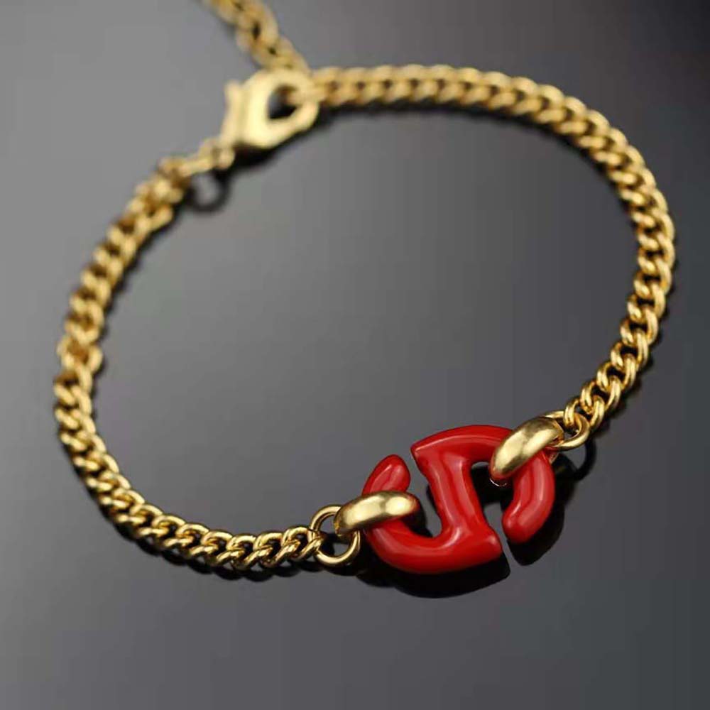 Side angle showing adjustable closure on Dior Women CD Navy Bracelet