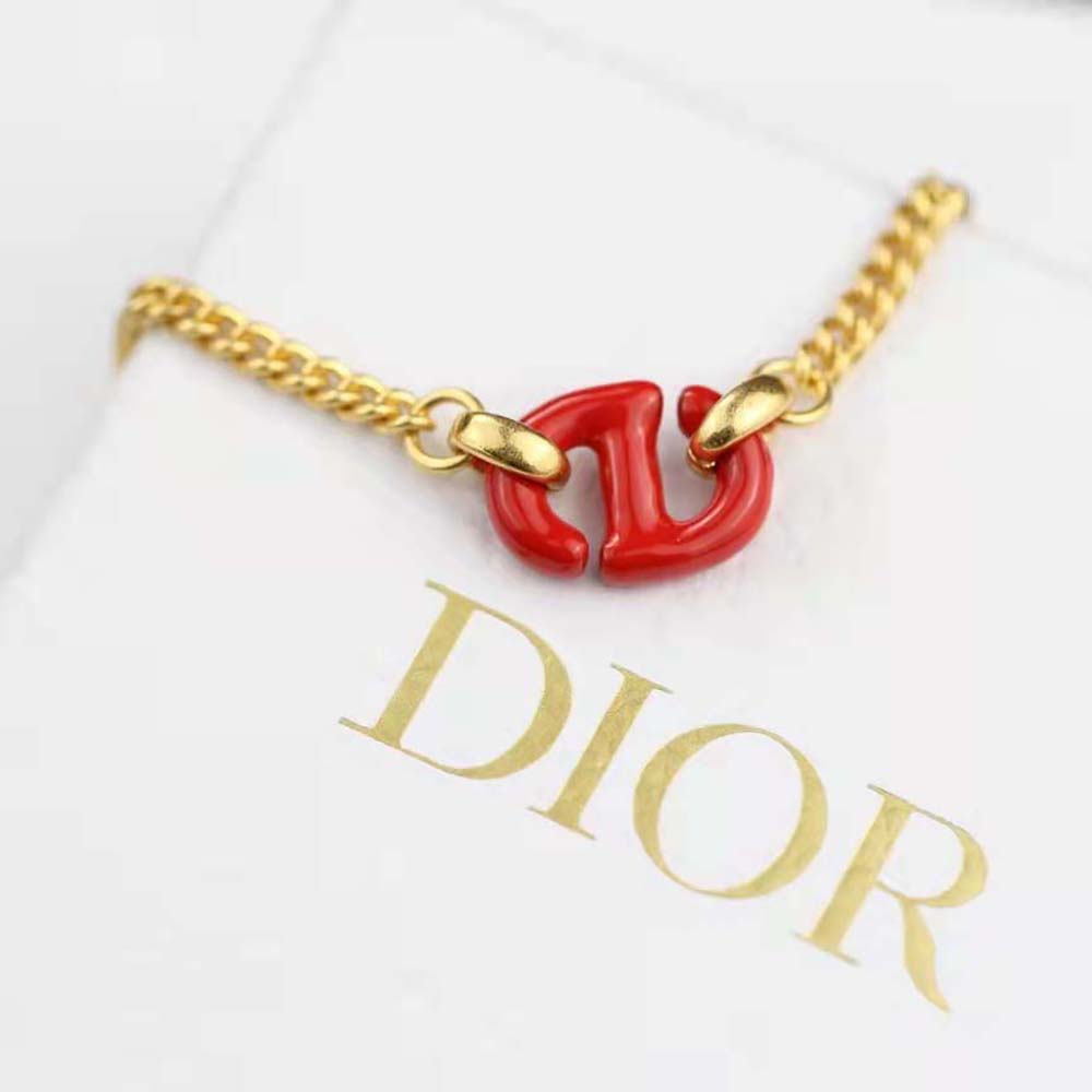 Dior Women CD Navy Bracelet Gold-Finish Metal and Raspberry Lacquer - image 5