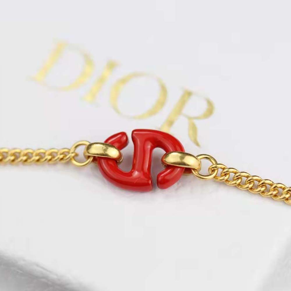 Dior Women CD Navy Bracelet Gold-Finish Metal and Raspberry Lacquer - image 4