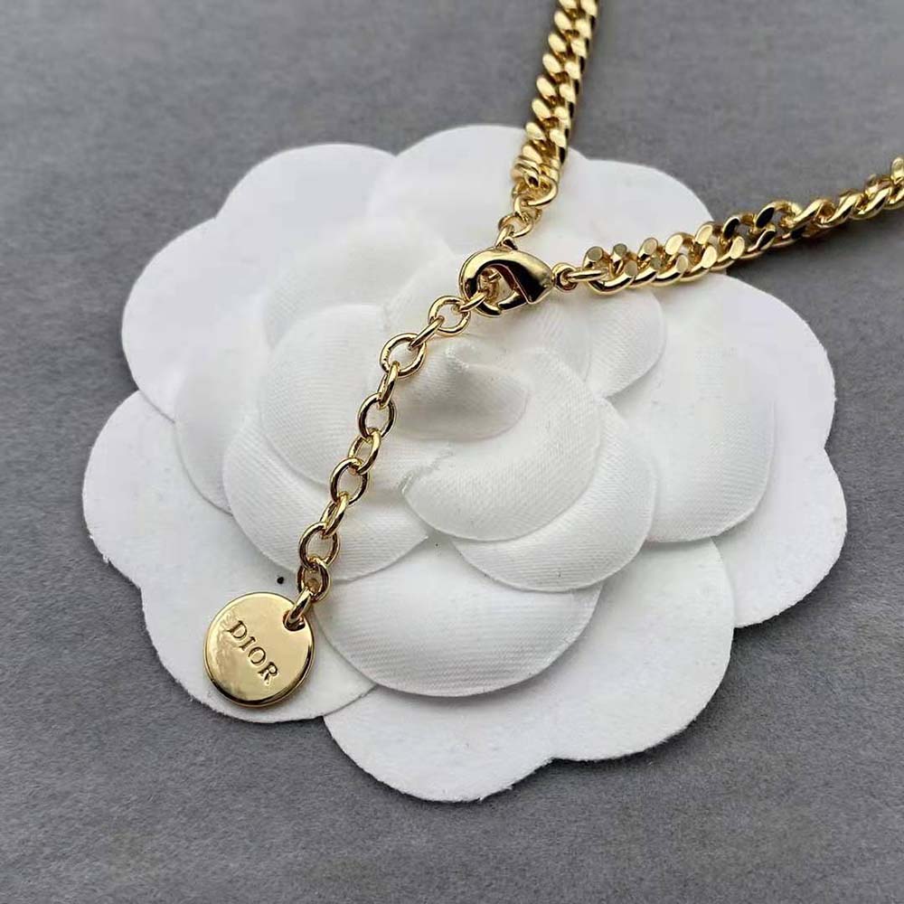 Dior Women CD Navy Necklace Gold-Finish Metal and Raspberry Lacquer - image 7